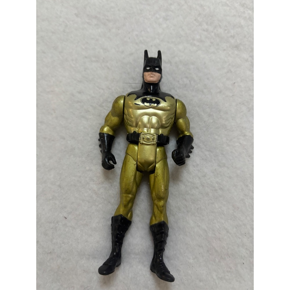 Vintage 1990 Kenner Batman Action Figure Gold Black DC Comics Collectible 4.75"